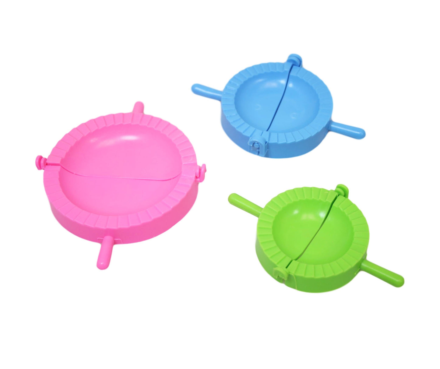 Plastic Dumpling Pastry Mould Maker Folder Set of 3 Assorted Sizes and Colours 1046 A