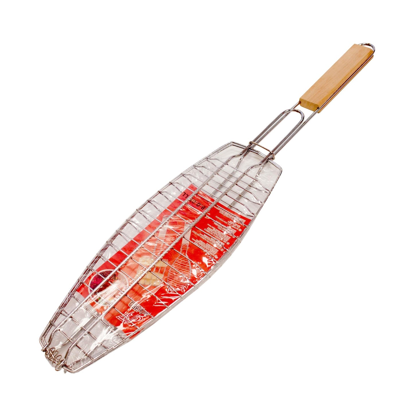 Metal Meat Fish Roasting BBQ Basket Grill with Wooden Handle 15 x 43 cm 1243 / 9997/7545