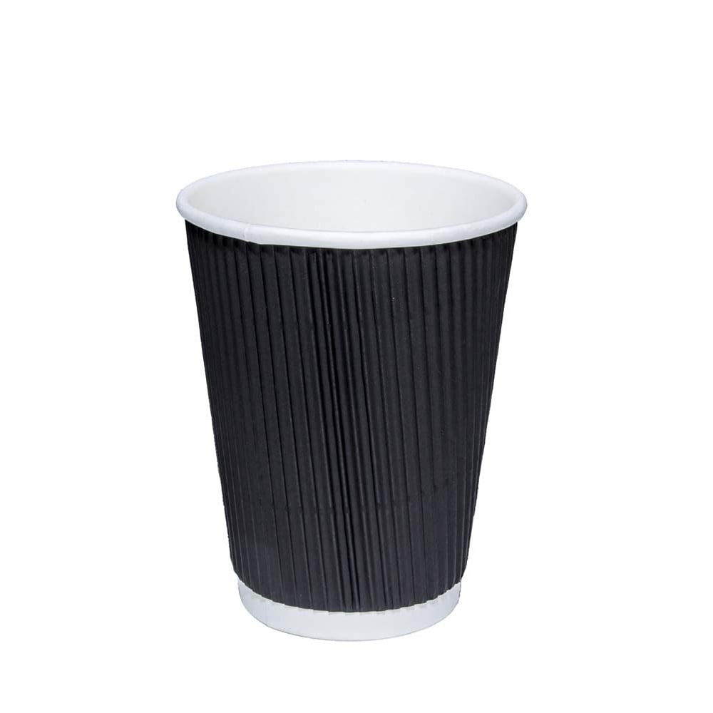 Black Ripple Paper Cups 12oz Pack of 20 RB1220
