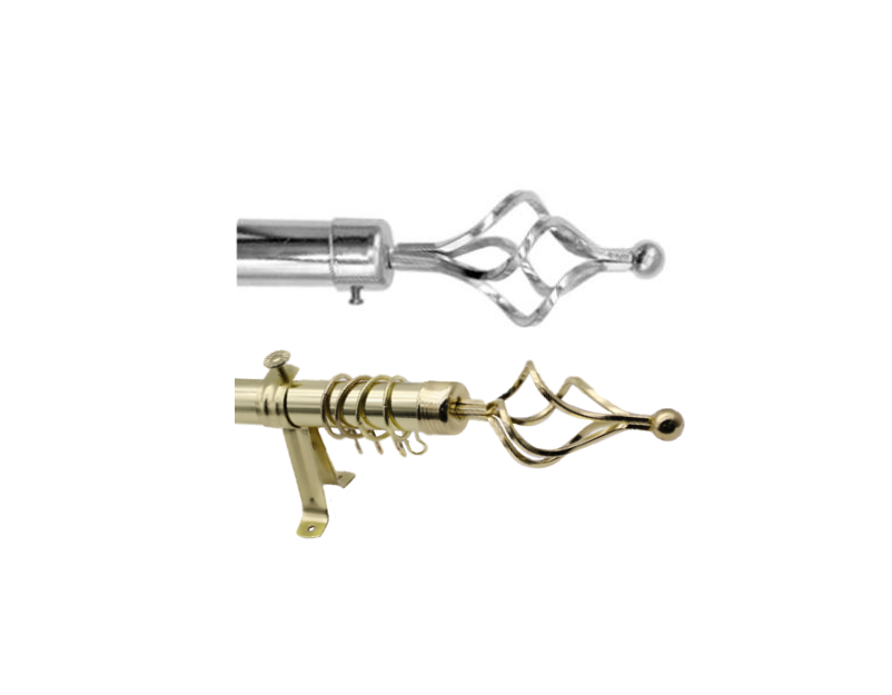 Extendable Curtain Pole with Twisted Diamond Cage Finials 10 Rings 3m Assorted Colours 7708