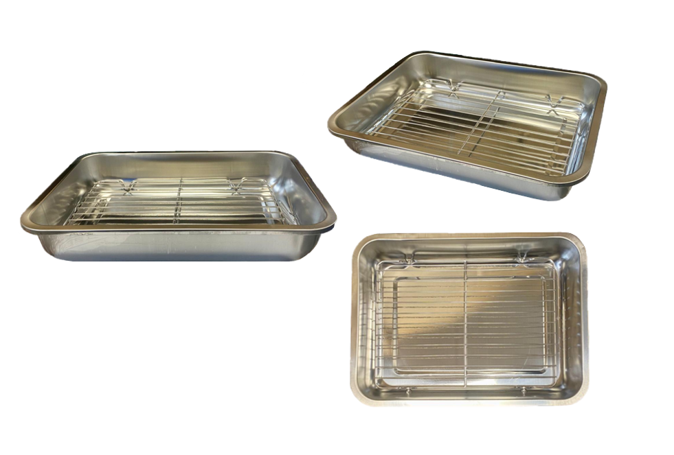 Metal Roasting Lasagne Tray Pan with Grill Rack 35.5 x 26.5 x 7cm 7953