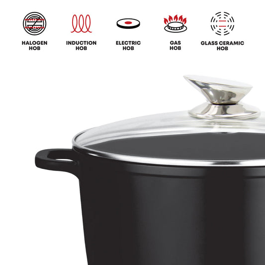 Nea Diecast Stockpot with Lid and Silicone Grips 20cm Nera 4219 / 9375