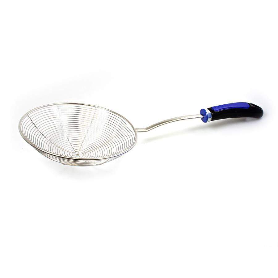 Metal Frying Oil Drainer Net Scoop Strainer with Plastic Handle 40cm 0672