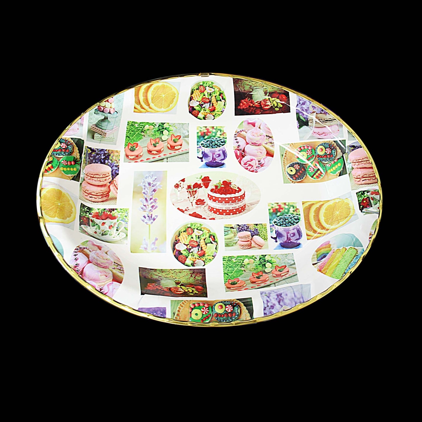 Plastic Oval Coffee Tea Serving Tray with Printed Design 45cm x 35 x 5cm Assorted Designs 1387