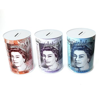 MTM99 Medium Coin Money Tin Piggy Bank Savings Box 12 x 16cm Assorted Designs SKU 2295/4797