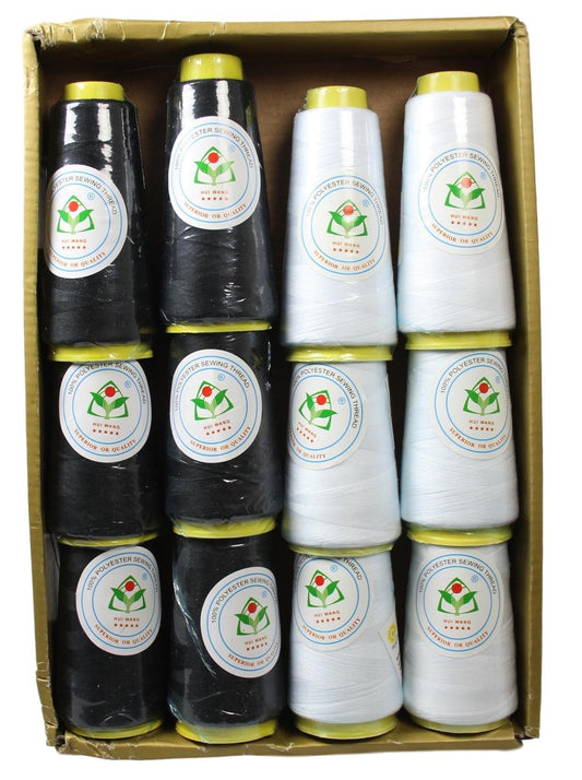 Polyester Sewing Thread Black / White 5243