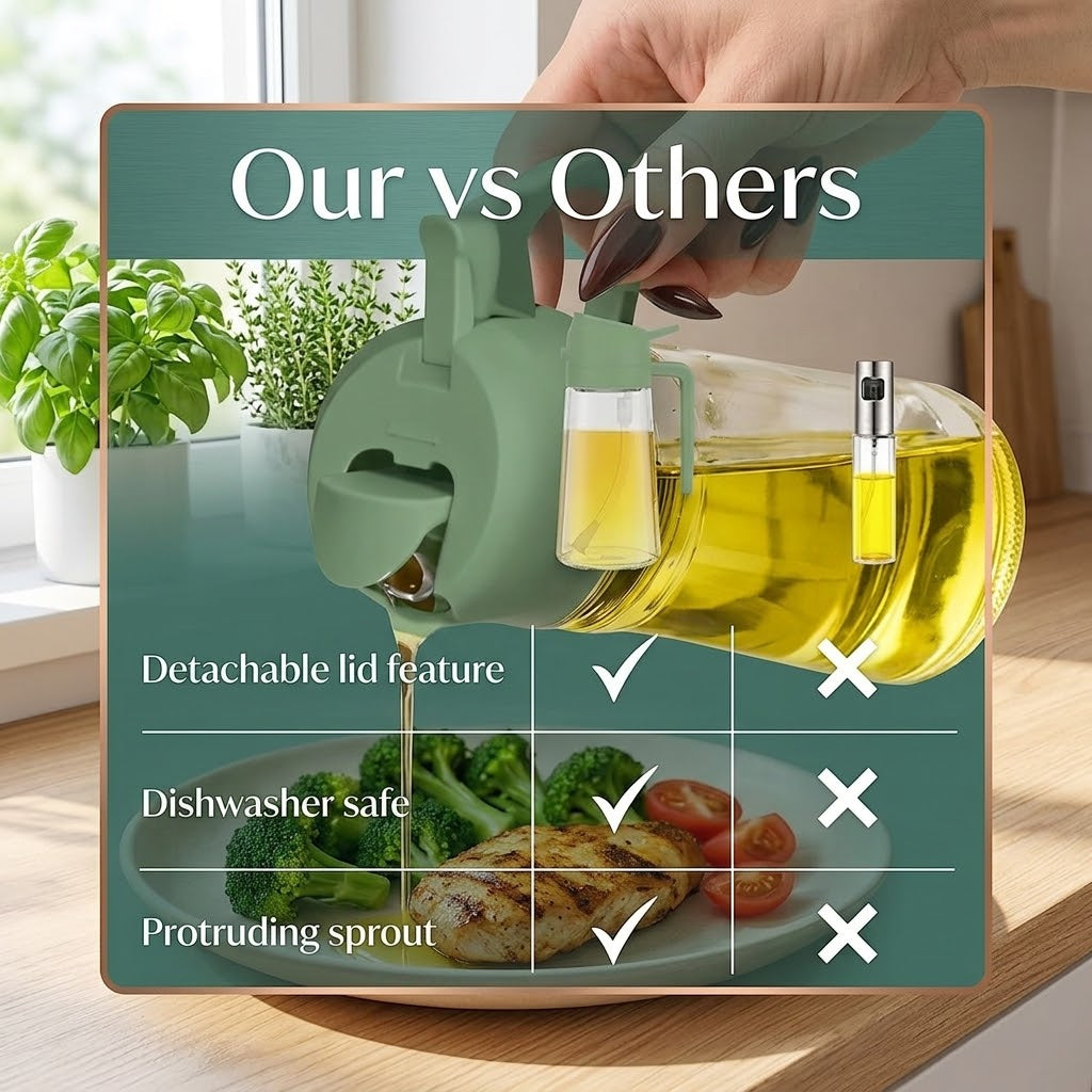 Leakproof Refillable 2-in-1 Oil Sprayer & Pourable Bottle 18x10x8cm 249g – SKU 8144