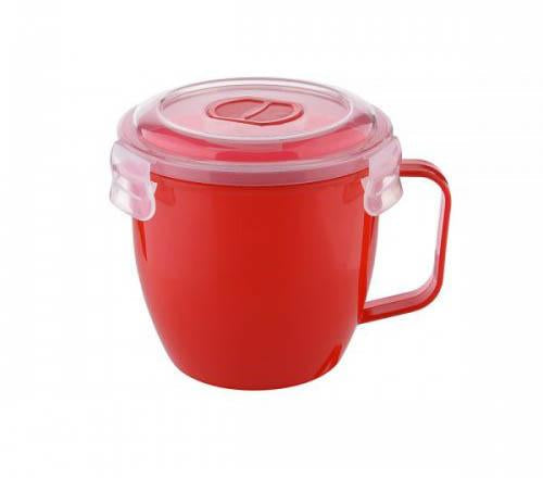 Plastic Microwaveable Soup Cup with Protective Lid 620ml Assorted Colours 021394