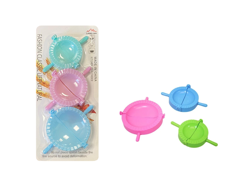 Plastic Dumpling Pastry Mould Maker Folder Set of 3 Assorted Sizes and Colours 1046 A