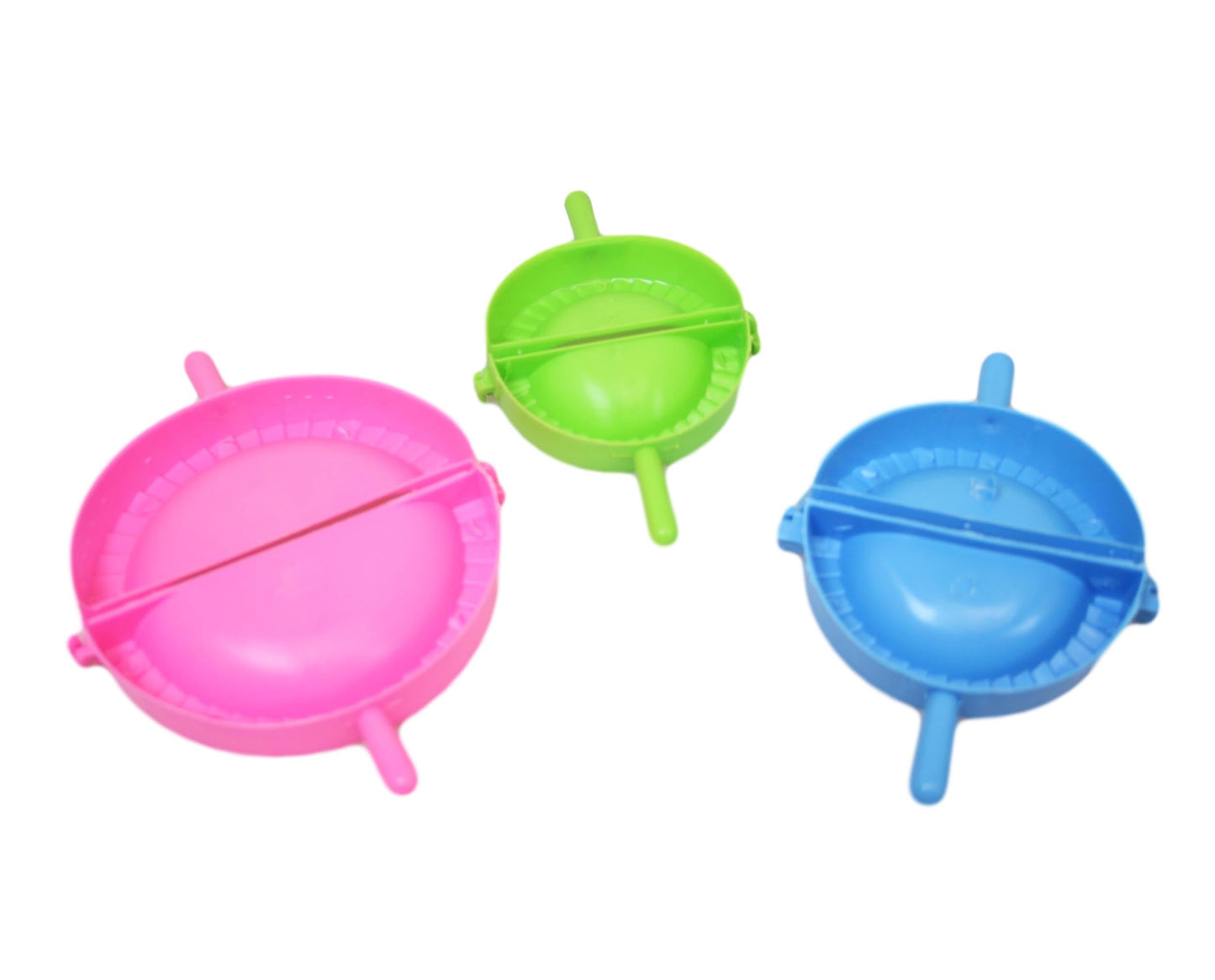 Plastic Dumpling Pastry Mould Maker Folder Set of 3 Assorted Sizes and Colours 1046 A
