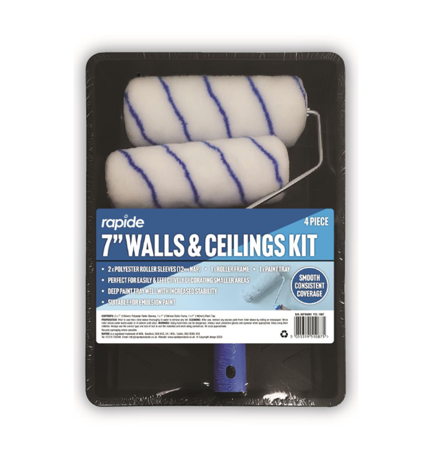 Rapide 7" Wall & Ceilings Paint Tray and Roller Set Kit 1087