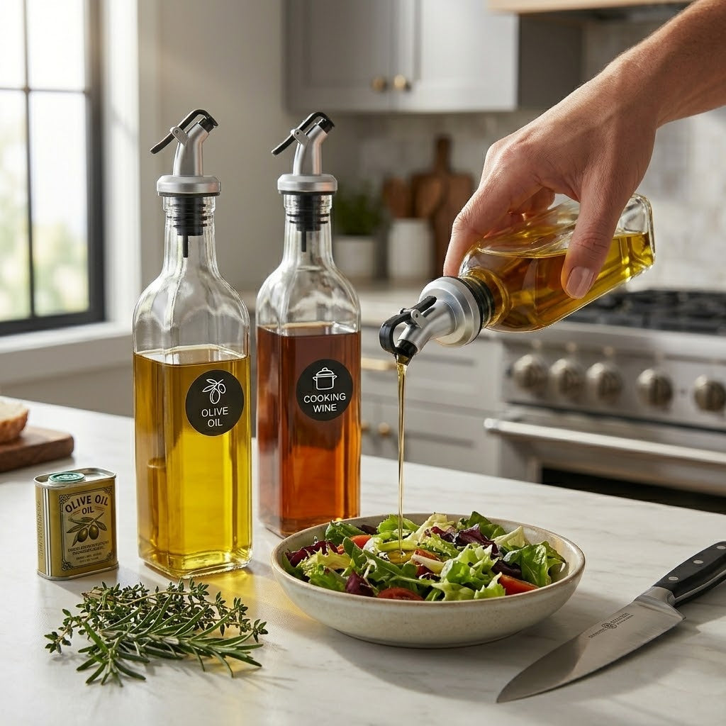 Glass Cruet Set 250ml Capacity, 2-Pack, 27x10x6cm, 440g Total Weight, SKU 8130