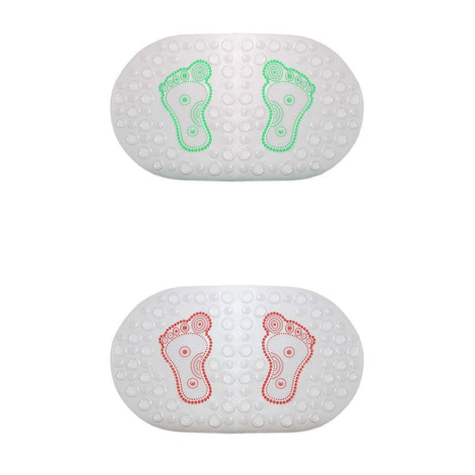 Transparent Oval Anti-Slip Bathroom Shower Bath Mat with Feet Design 64 x 35 cm Assorted Colours 7534