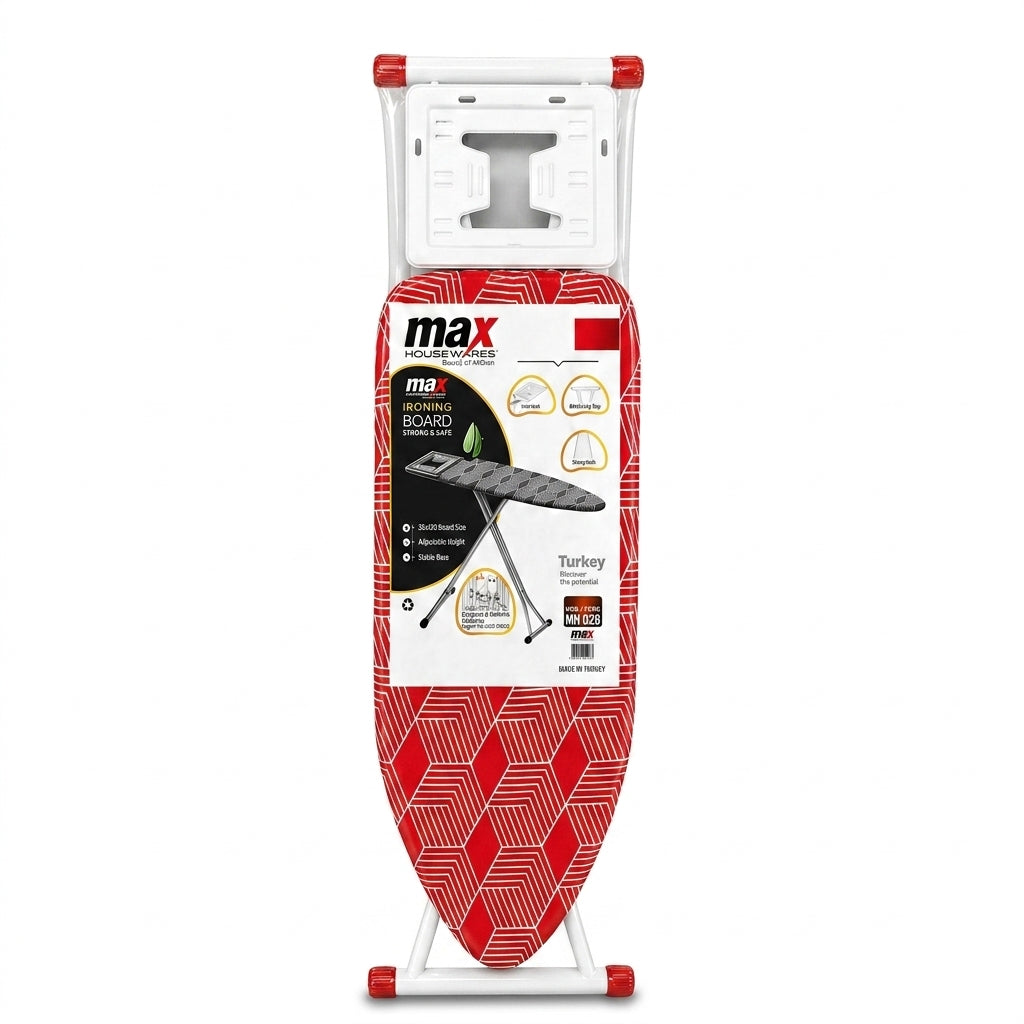 Max Housewares Ironing Board 30 x 110 cm Adjustable Height Mesh Surface White Legs SKU MH-027