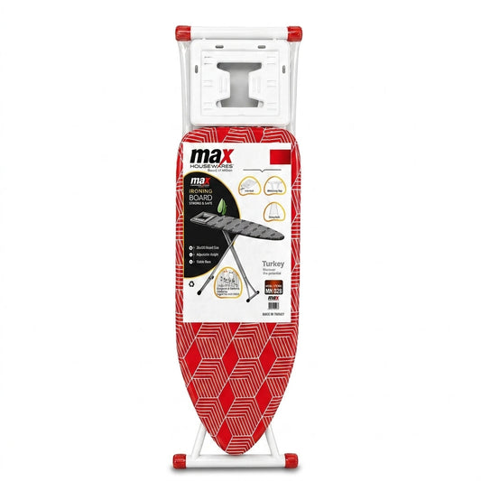 Max Housewares Ironing Board 30 x 110 cm Adjustable Height Mesh Surface White Legs SKU MH-027