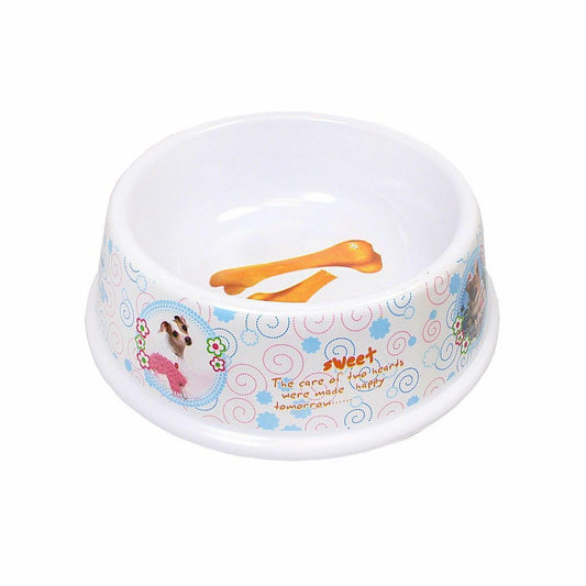 Plastic Dog Feeding Bowl With Printed Dog Bone Pets 17cm x 8cm 0069