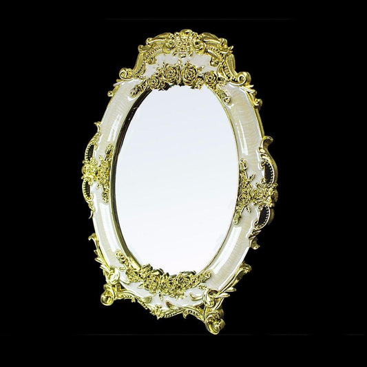 Designer Frame Mirror, Home Decor Mirror in Cream and Gold 17cm x 22cm   2401