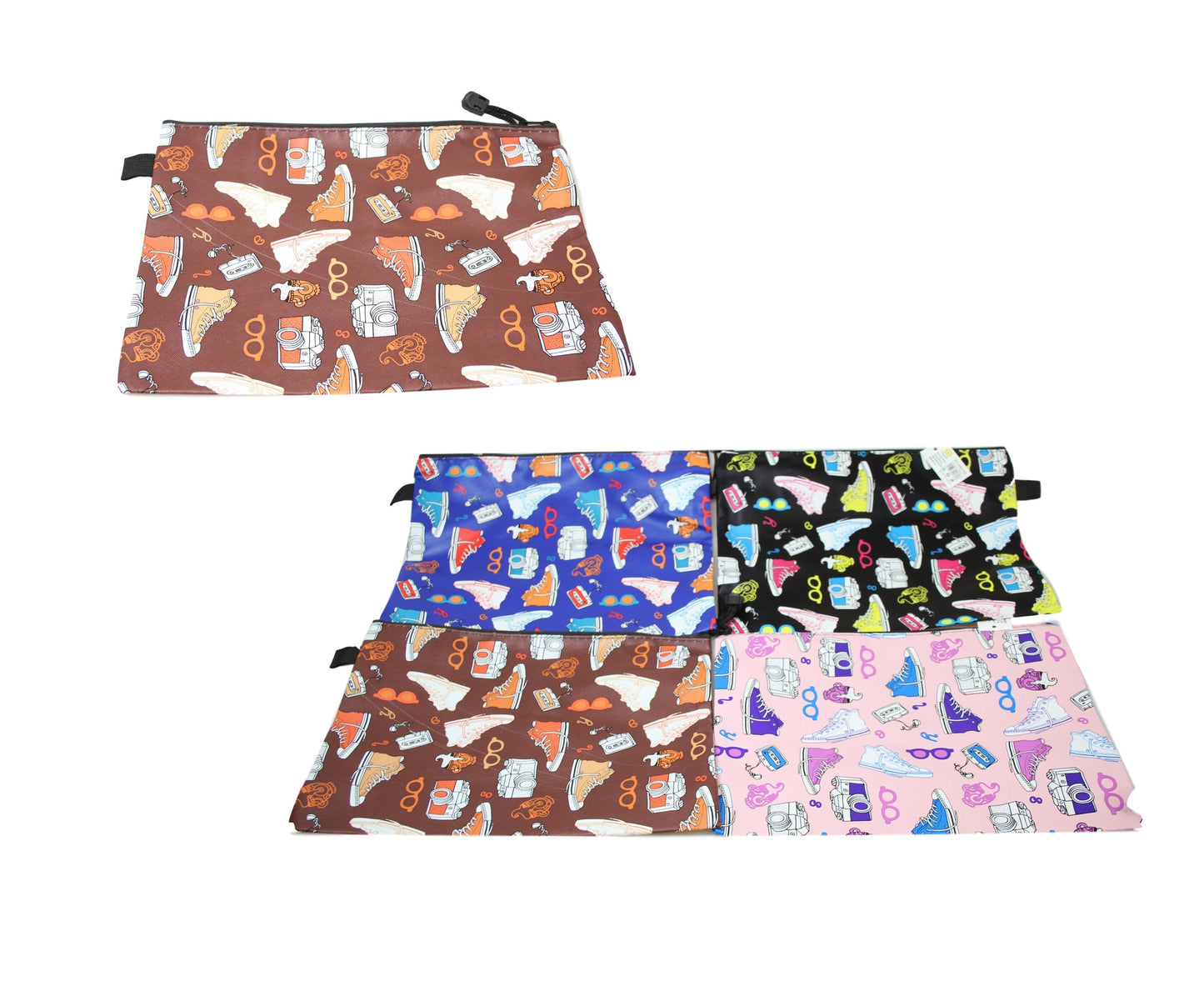 Fake Leather Pencil Case Shoe Print 36 x 26 cm Assorted Colours 5391