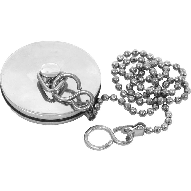 Chrome Metal Bathroom Bath Sink Plug 4cm and Chain 34cm 5583