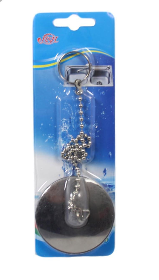 Chrome Metal Bathroom Bath Sink Plug 5cm and Chain 34cm 5584