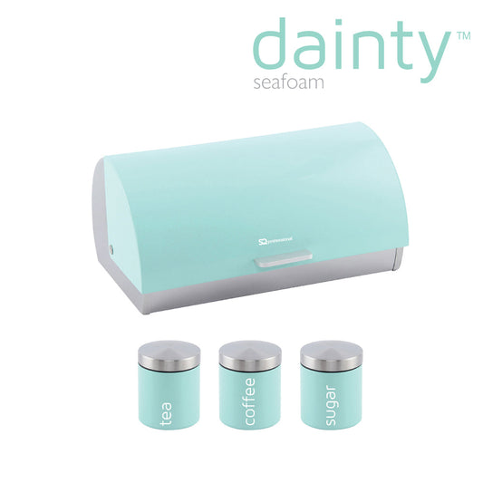 SQ Professional Dainty Metal Bread Bin with 3 Canisters Seafoam 2702 / 6733