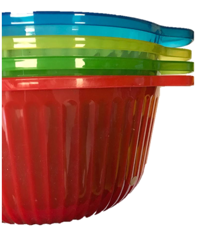 Plastic Bowl with Flat Handle 15.5 cm Assorted Colours 6800