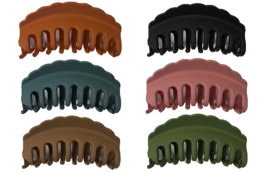 Plastic Hair Claw Clip Scalloped Edge Design 10 cm Assorted Colours 7249