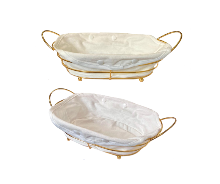 Oval Metal Wire Fruit Bread Serving Basket Gold with Handles 27 x 21 x 7 cm 7304