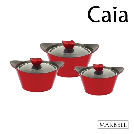 SQ Professional Caia Die Cast Stock Pot Set of 3 Red P97101 / 7423