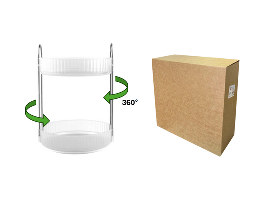 Round Plastic 2 Tier Spinning Turntable Perfume Skincare Spice Rack Storage Display Rack 23 x 23 x 33 cm 7811