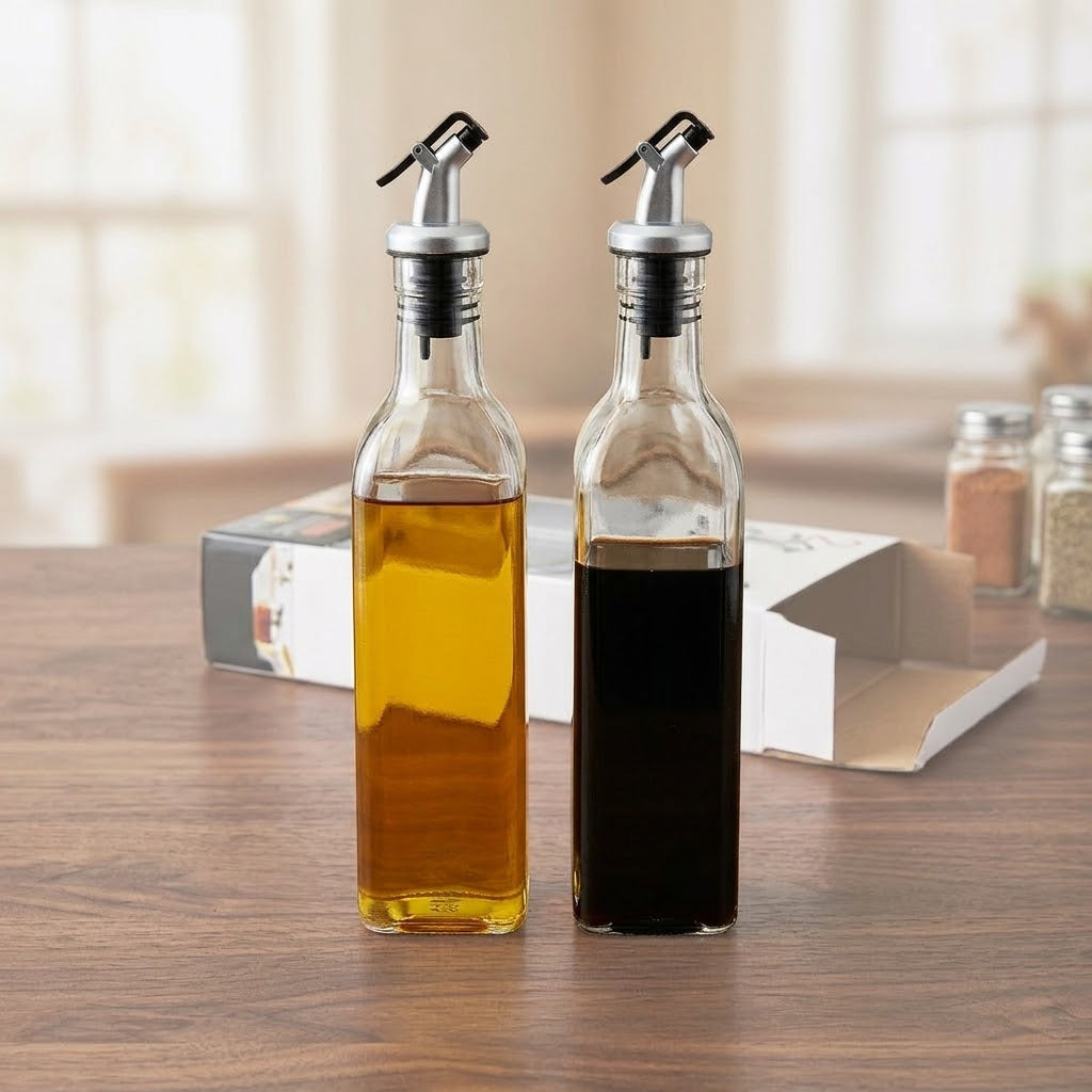 Glass Cruet Set 250ml Capacity, 2-Pack, 27x10x6cm, 440g Total Weight, SKU 8130