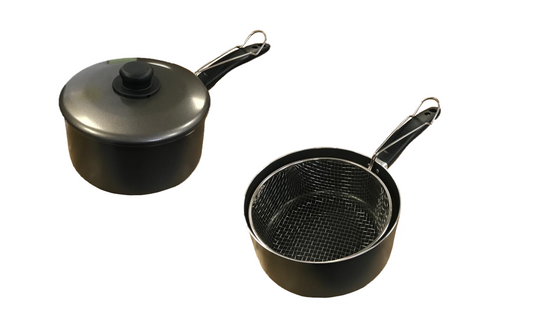 Chips Pan with Frying Basket 9" Black CPB9