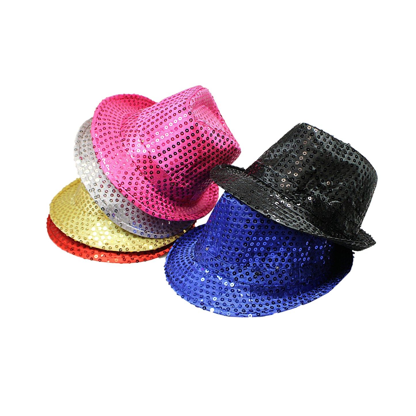 Light-Up LED Sequin Fedora Hat – Flashing Fancy Dress Party Accessory, Assorted Colours, SKU 3054