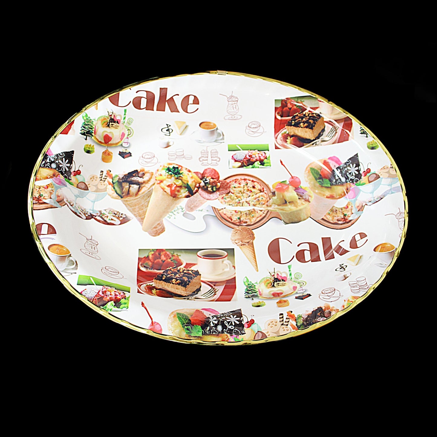 Plastic Oval Coffee Tea Serving Tray with Printed Design 45cm x 35 x 5cm Assorted Designs 1387