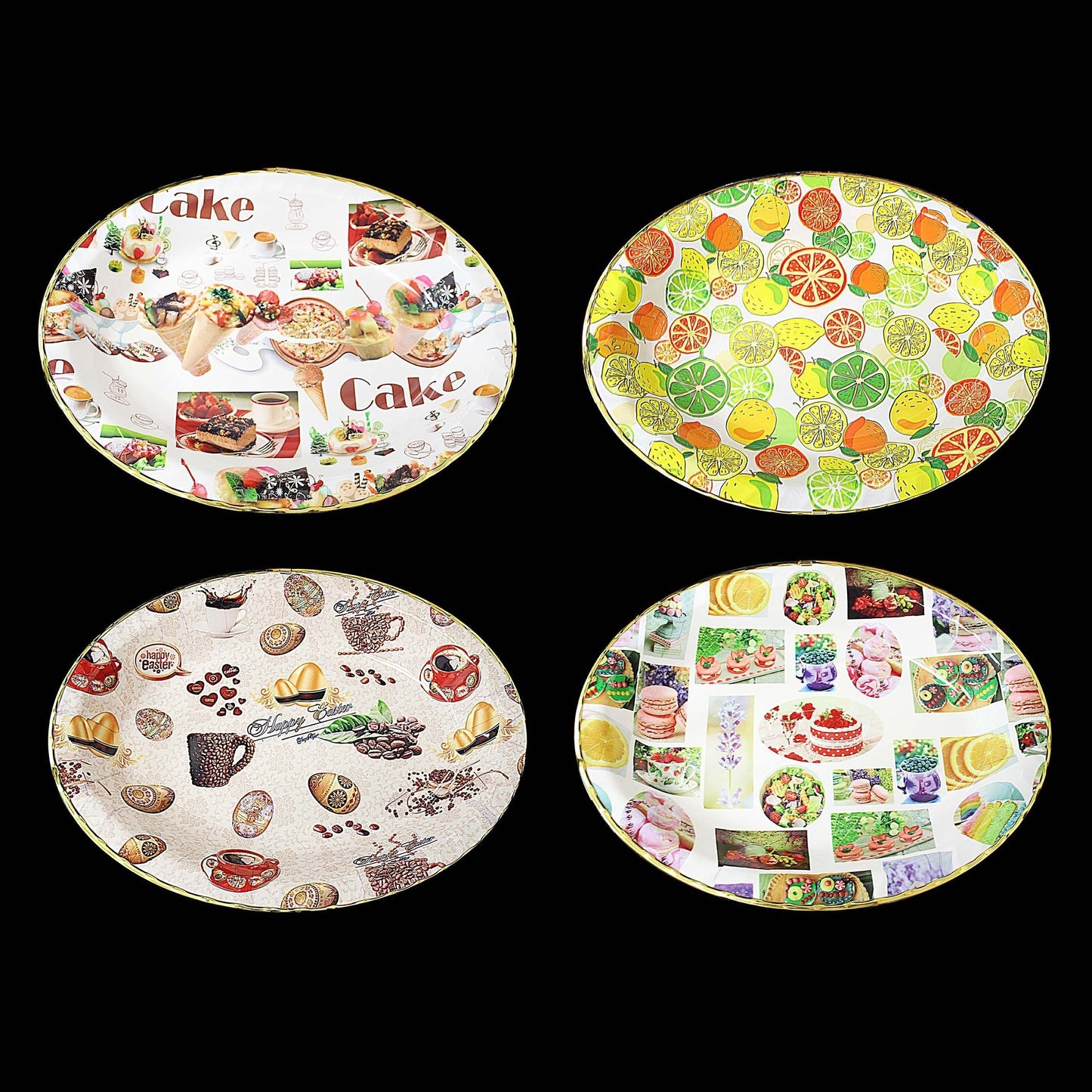 Plastic Oval Coffee Tea Serving Tray with Printed Design 45cm x 35 x 5cm Assorted Designs 1387