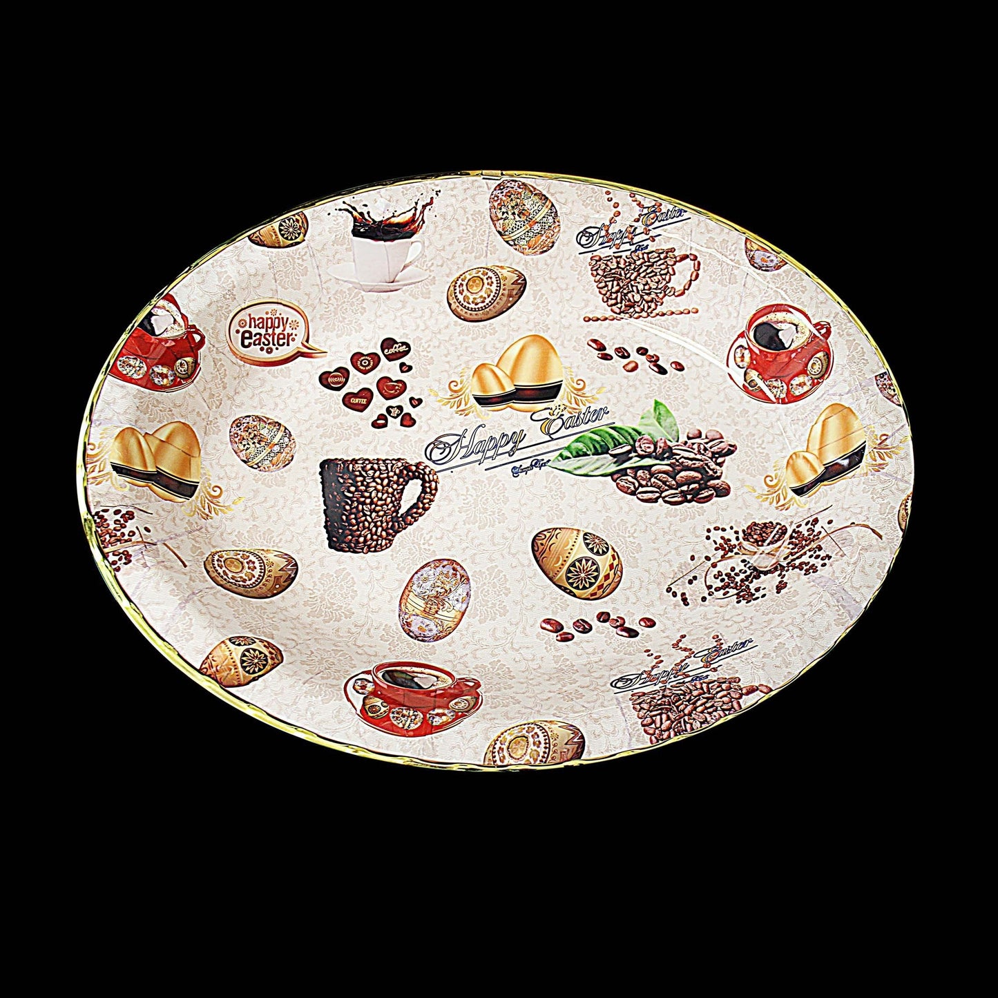 Plastic Oval Coffee Tea Serving Tray with Printed Design 45cm x 35 x 5cm Assorted Designs 1387