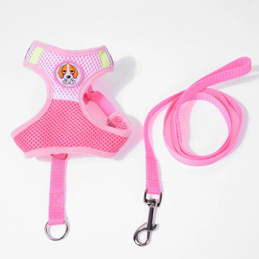 Dog Leash Reflective With Soft Harness Vest Size Large Assorted Colours 93cm 6710L
