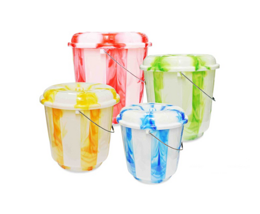 16 Litre Tie Dye Design Plastic Bucket with Lid Assorted Colours TS60991