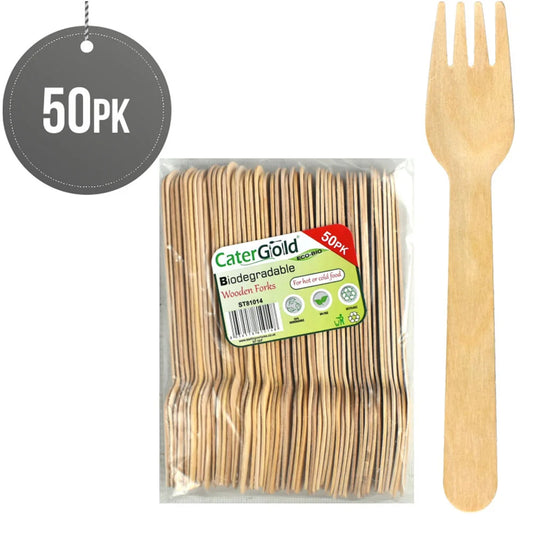 Eco Biodegrable Disposable Wooden Forks Pack of 50 ST81014