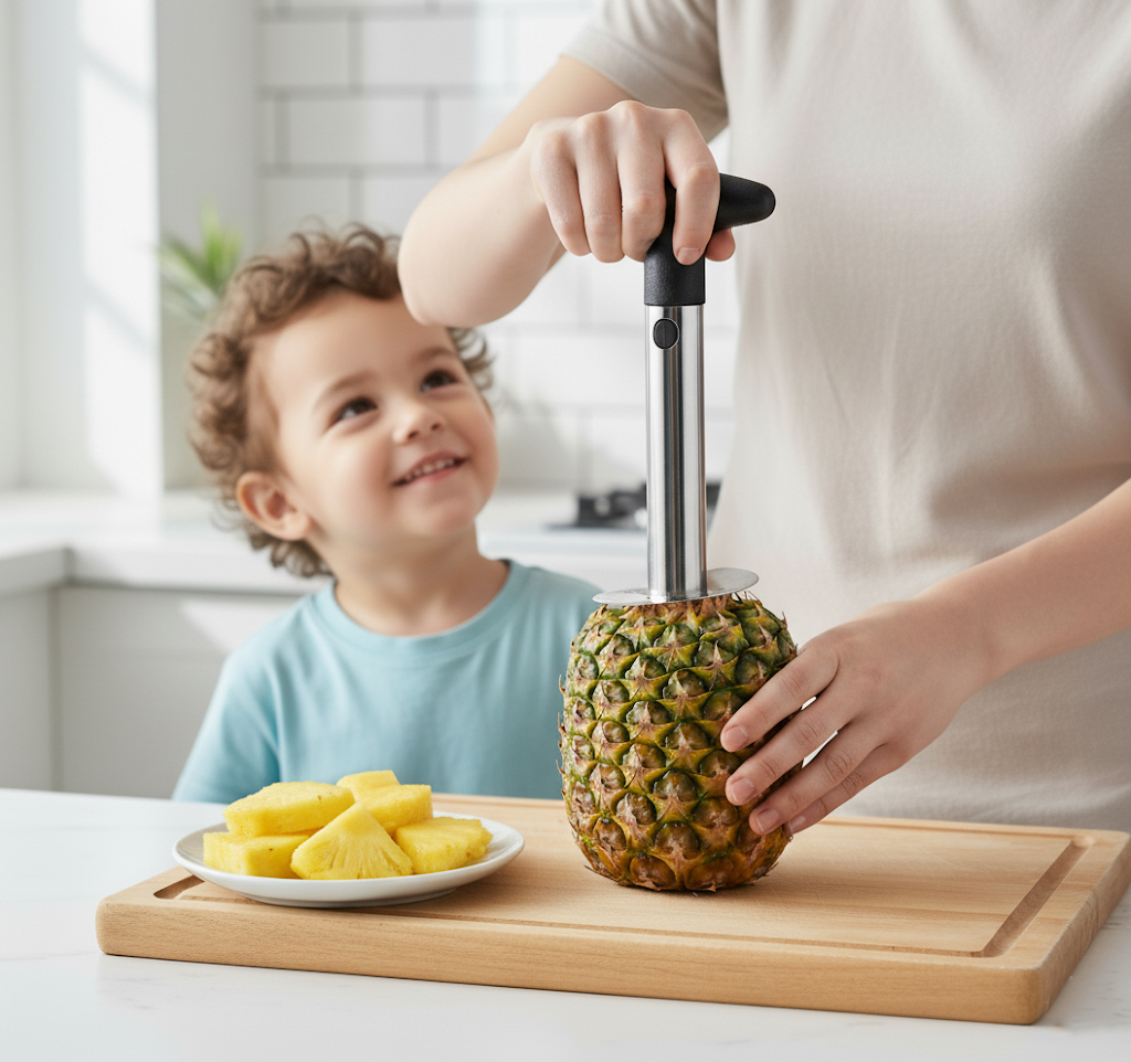 Metal Pineapple Corer Kitchen Tool Fruit Slicer with Plastic Handle 23 x 8 x 3cm 1503
