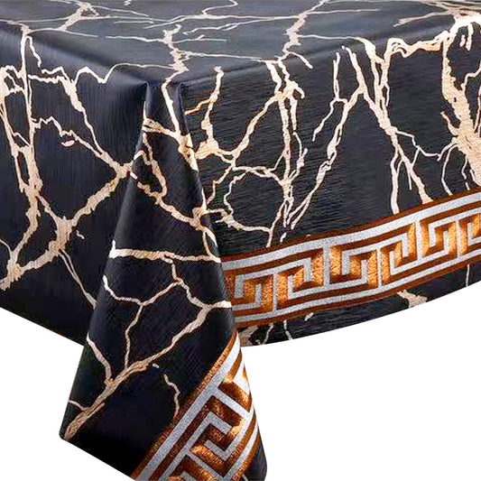 Durane Plastic Table Cover Roll Black Marble Gold Pattern Design 1.37 x 20m DR-8356C 10265