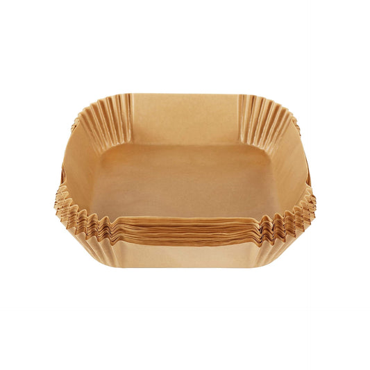 SQ Professional Kitchen Baking Brown Paper Air Fryer Liners Square 16 x 16 x 4.5 cm 50pcs 10612
