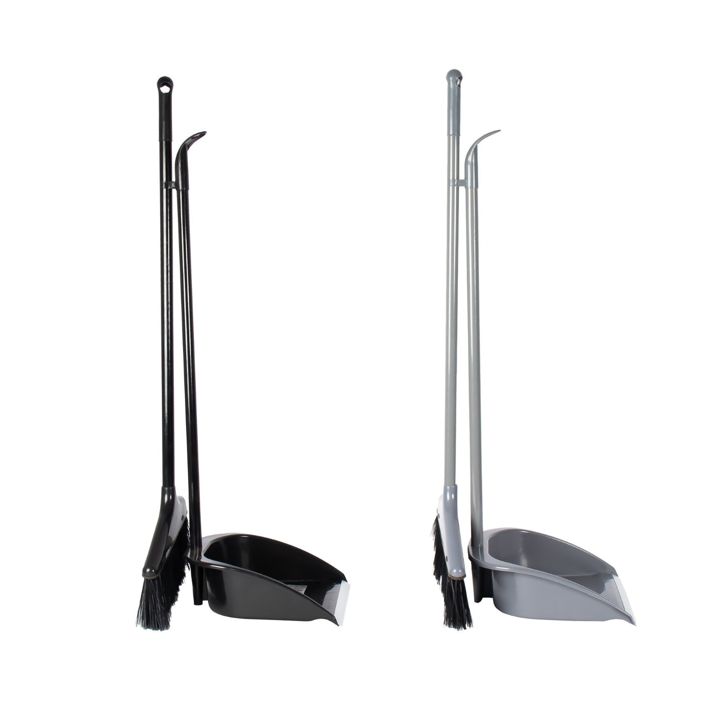 Plastic Dustpan and Brush Set of 2 Long Handle Assorted Colours 11064